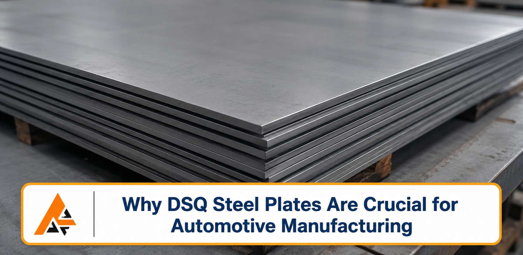 DSQ steel plates stacked in an industrial warehouse
